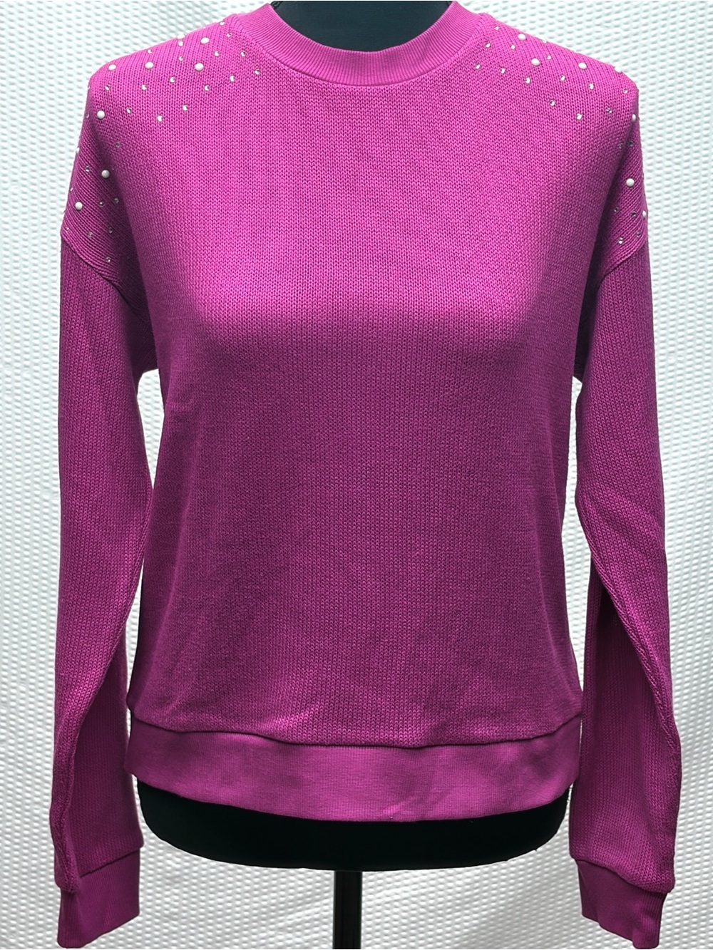 Wildfox NWOT Rhinestones Pearls Sweater Women’s M Pink Fuchsia Jewel Bailey